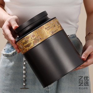 茶叶罐大号一斤装储存罐散茶白茶铁罐陈皮红茶大容量专用茶罐空盒