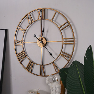 美式风复古时钟挂墙ins客厅极简铁艺大尺寸钟表时尚现代创意壁钟