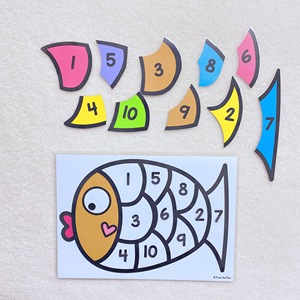 自制数学启蒙小鱼拼图1-10数字认知配对安静书益智早教认知卡