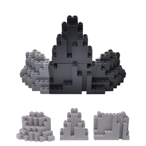 小颗粒积木moc山体岩石墙壁城堡大石头场景兼容乐高假山造景零件