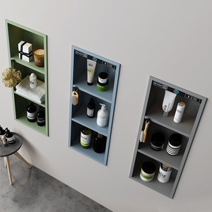 不锈钢壁龛隔板嵌入式浴室卫生间置物架金属壁龛成品网红壁龛壁柜