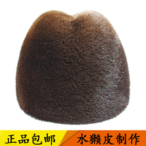 进口皮水獭帽子男士中老年人绅士帽户外保暖老头棉帽水貂毛皮草帽