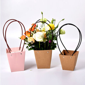 防水牛皮纸手提袋包花纸袋鲜花包装袋花店花艺插花袋子手拎礼袋