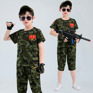 儿童迷彩服套装男童夏季纯棉小学生演出服军训服装特种兵军人衣服