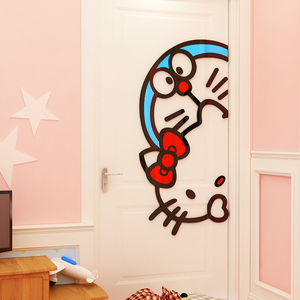 哆啦a梦创意卡通3d立体墙贴宝宝卧室温馨布置装饰儿童房贴纸门贴