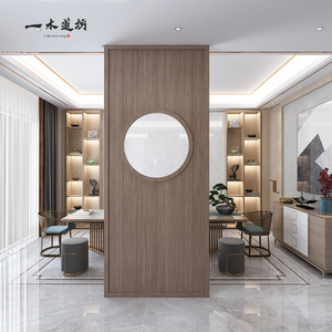 新中式屏风隔断客厅卧室遮挡家用简约现代进门玄关全实木板隔断墙