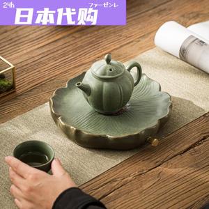 日本迷你家用干泡小号茶盘一壶一杯简约茶台禅意陶瓷茶托盘壶承储