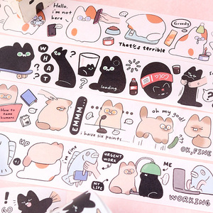 信的恋人动物和纸胶带 猫meme 可爱插画贴纸手账装饰素材贴纸胶带