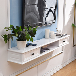 田园轻奢壁挂电视柜美式小户型卧室家用现代简约机顶盒置物架搁板
