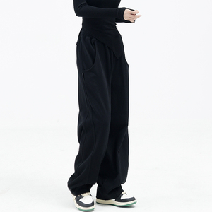 KEN STUDIO原创设计黑色休闲运动裤女弹力收腰设计香蕉裤卫裤裤子