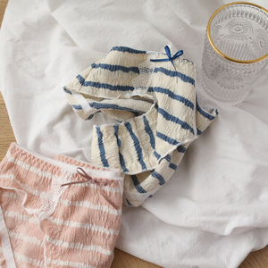 5送1蓝白条纹内裤女纯棉裆少女日系甜美小清新女生低腰三角裤