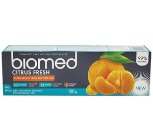 澳洲拼邮 Biomed 黑炭钙盐鲜橘蜂胶椰子敏感葡萄籽甘菊 牙膏 100g