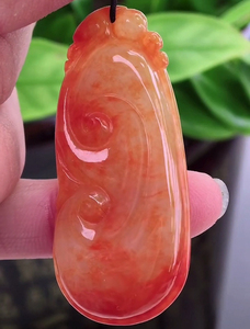 缅甸新款冰糯种飘红色红翡吉祥如意小吊坠鉴定a货翡翠通款玉挂坠