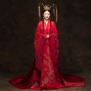 ninading汉服嫁衣2022新款新娘凤冠霞帔中式结婚敬酒礼服拖尾婚纱