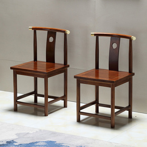 实木月牙椅半圆椅新中式茶凳靠背椅家用喝茶圈椅牛角椅官帽椅子