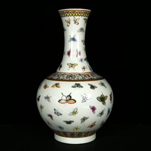 清光绪珐琅彩描金百蝶纹赏瓶古董古玩陶瓷古瓷器老货包老