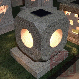 中式石材太阳能庭院灯石雕灯笼园林景观花岗岩柱头室外草坪照明灯