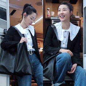 我们的婚姻沈彗星白百何同款大翻领白色衬衫女甜美娃娃领衬衣上衣