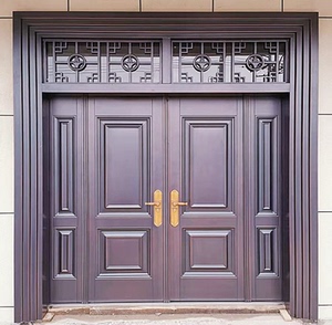 别墅大门双开门锌合金铸铝门家用乡村自建房入户门四开农村进户门