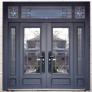 别墅大门双开门定制钢化玻璃门家用乡村农村自建房四开庭院进户门