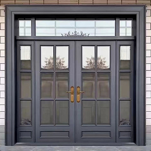 钢化玻璃门定制锌合金别墅大门双开门乡村庭院门农村自建房进户门