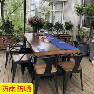 户外桌椅组合庭院实木餐桌花园防腐桌椅室外餐桌椅阳光房天台长桌