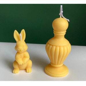 复活节可爱兔子 几何花瓶 3连球创意diy自制香薰蜡烛摆件硅胶模具