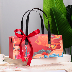 国潮凤栖雪花酥饼干包装盒纯手工点心手提袋礼盒烘焙纸盒节日喜庆