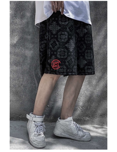 CLOT联名限定冠希EDC中国风满印图腾丝绸短裤五分裤男女夏季裤子