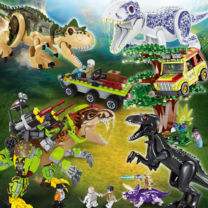 乐高积木侏罗纪公园恐龙世界食肉牛龙机械霸王龙机甲男孩拼装玩具