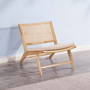 北欧藤椅靠背椅民宿阳台休闲椅单人实木简约家用ins日式藤编椅子