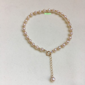 日本akoya天然海水珍珠手圈18k黄金baby珍珠手链强光正品珠宝
