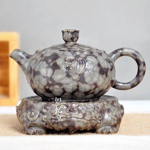如忆堂 天然米粒石莲花壶三清山石壶 庄惠东石茶具落款收藏证书