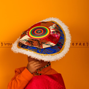 小女孩藏式帽子圆盘帽藏族表演服配饰拉萨康巴通用人造毛藏帽