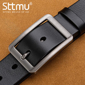 STTMU轻奢品牌 新品休闲时尚针扣头皮带男士复古商务真皮裤帯腰带