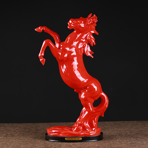大号陶瓷马摆件十二12生肖红马瓷器工艺招财客厅风水摆设家居饰品