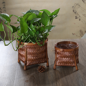 0082人付款淘宝湖南特产手工竹编筐子竹篮竹筐竹篓花盆套植物盆套篮球