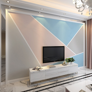 现代简约大气电视背景墙壁纸5d影视墙壁画几何定制8d无缝色块壁布