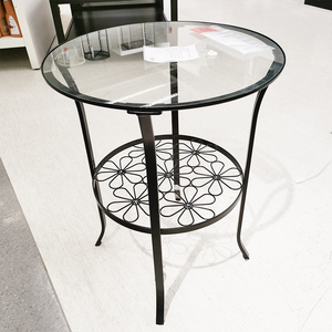 郑州宜家国内代购 克林斯伯边桌小茶几圆桌黑色透明玻璃49x62cm