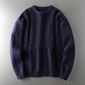 棒针粗线毛衣男男士圆领