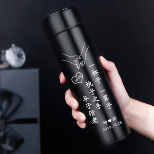 智能测温保温杯男生学生定制生日水杯不锈钢男士长辈商务送礼刻字