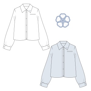 【桜岚中】jk制服角襟风琴褶长袖衬衫刺绣白色蓝色百搭日常