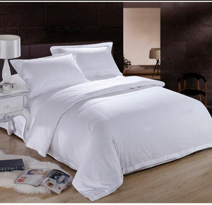 五星级酒店宾馆床上用品全棉贡缎纯白色床单被套宾馆三四件套纯棉