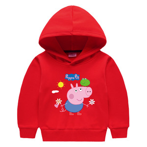 小猪佩奇乔治衣服男童加绒卫衣秋冬季儿童连帽保暖上衣女宝宝冬装
