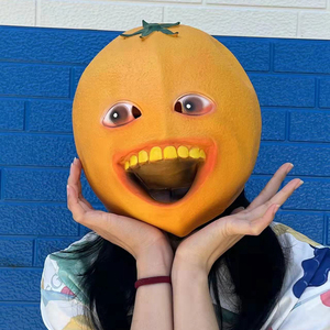 微笑丑橘子头套水果微笑橙子表情包面具万圣节演出沙雕搞怪面具
