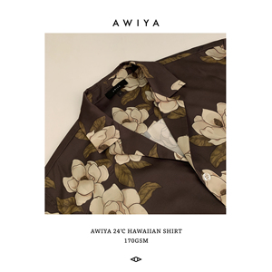 AWIYA璈雅 M710 HAWAIIAN SHIRT 26℃长袖缎面古巴领原创印花衬衣