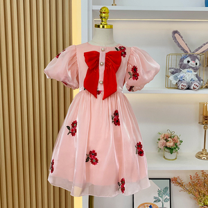 正品丹尼熊女童连衣裙夏装2022新款网红炸街儿童公主裙夏季洋气女