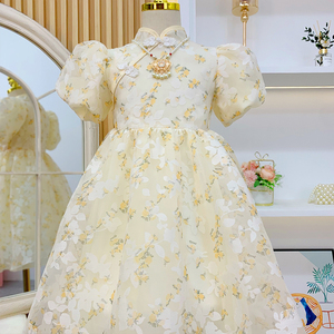 正品丹尼熊女童连衣裙夏装2022新款洋气女孩童装公主裙碎花旗袍儿