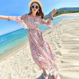 夏天连衣裙子服装到少妇去海边适合三亚穿的衣服度假旅游女装长裙