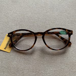 很少 外贸原单复古时尚便携咖色玳瑁色圆框男女老花眼镜